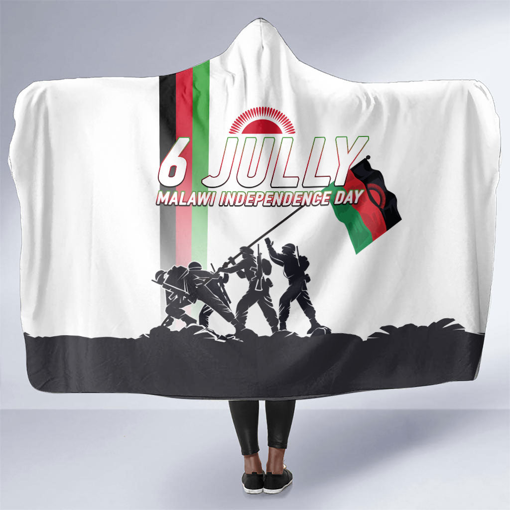 Malawi Independence Day Hooded Blanket Patriotic Flag Design Soldier Silhouette