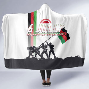 Malawi Independence Day Hooded Blanket Patriotic Flag Design Soldier Silhouette