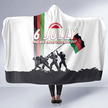 Malawi Independence Day Hooded Blanket Patriotic Flag Design Soldier Silhouette