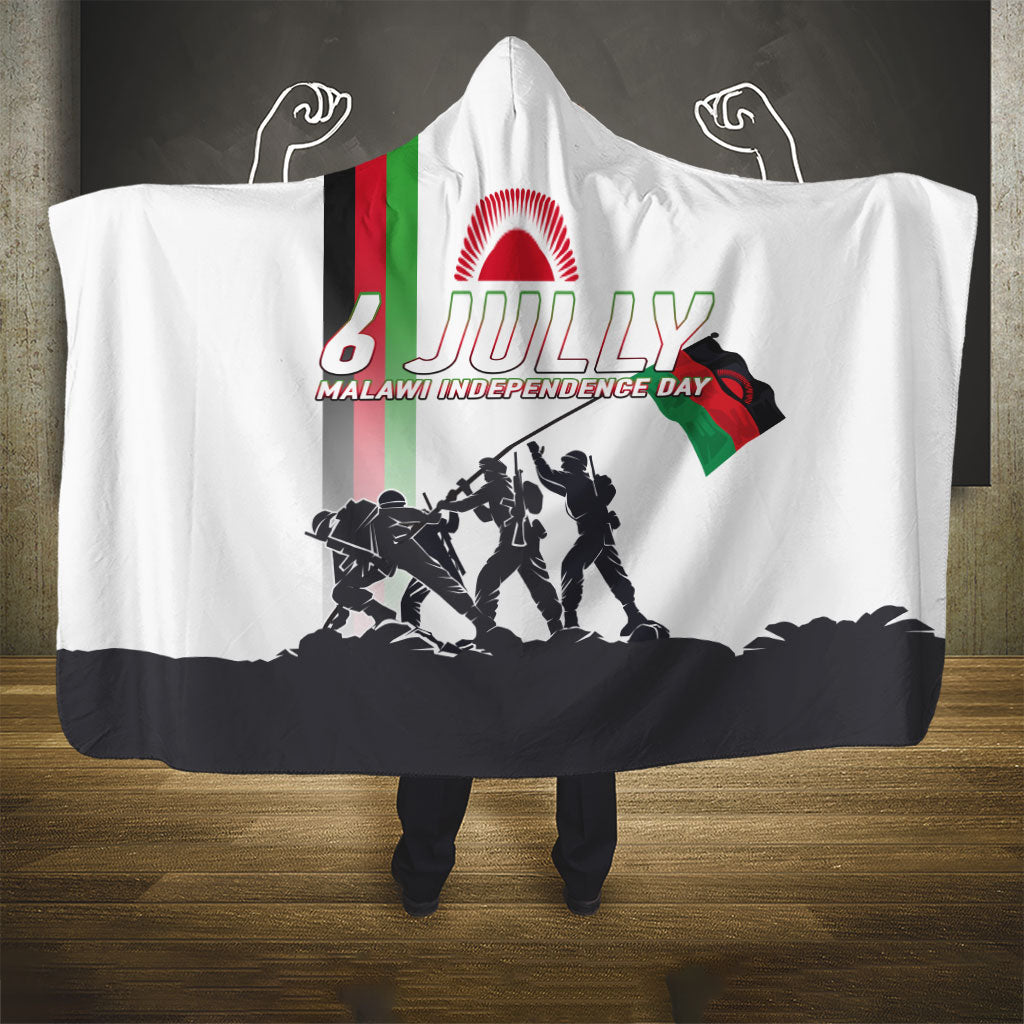Malawi Independence Day Hooded Blanket Patriotic Flag Design Soldier Silhouette