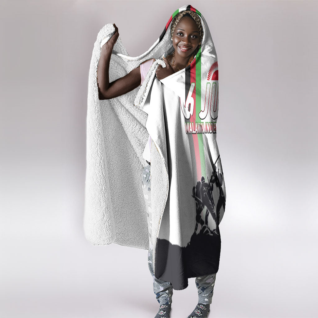 Malawi Independence Day Hooded Blanket Patriotic Flag Design Soldier Silhouette