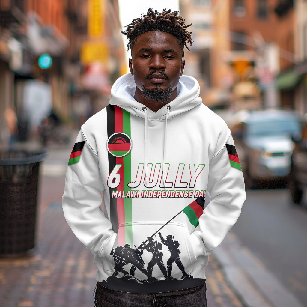 Malawi Independence Day Hoodie Patriotic Flag Design Soldier Silhouette