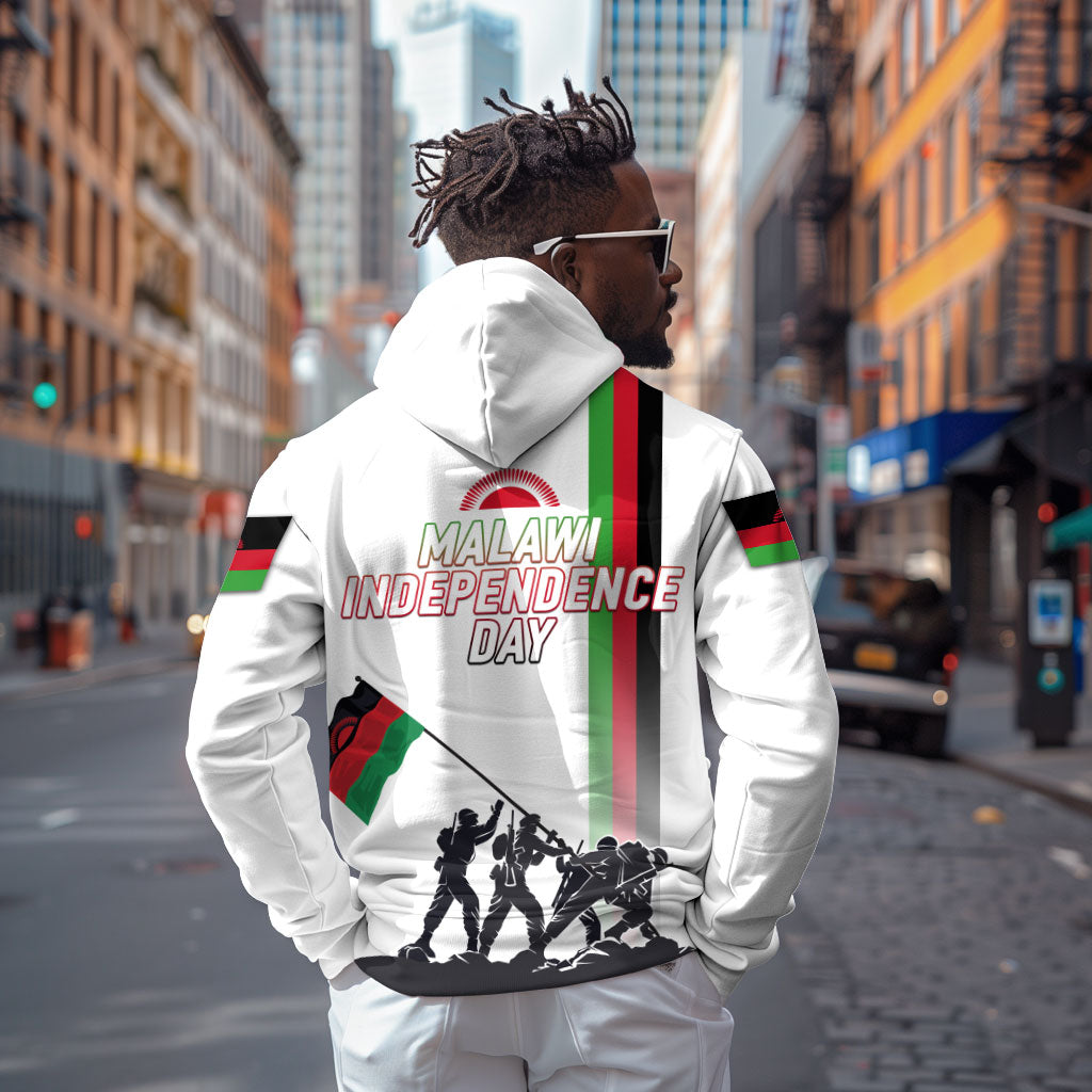 Malawi Independence Day Hoodie Patriotic Flag Design Soldier Silhouette