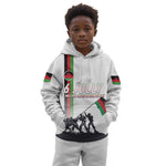 Malawi Independence Day Kid Hoodie Patriotic Flag Design Soldier Silhouette