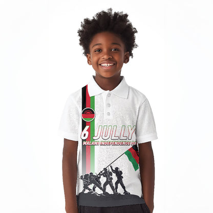 Malawi Independence Day Kid Polo Shirt Patriotic Flag Design Soldier Silhouette