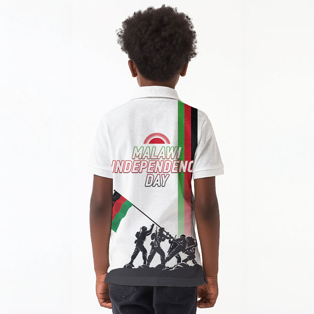 Malawi Independence Day Kid Polo Shirt Patriotic Flag Design Soldier Silhouette