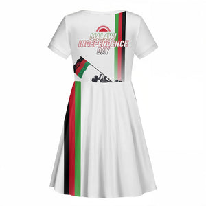 Malawi Independence Day Kid Short Sleeve Dress Patriotic Flag Design Soldier Silhouette