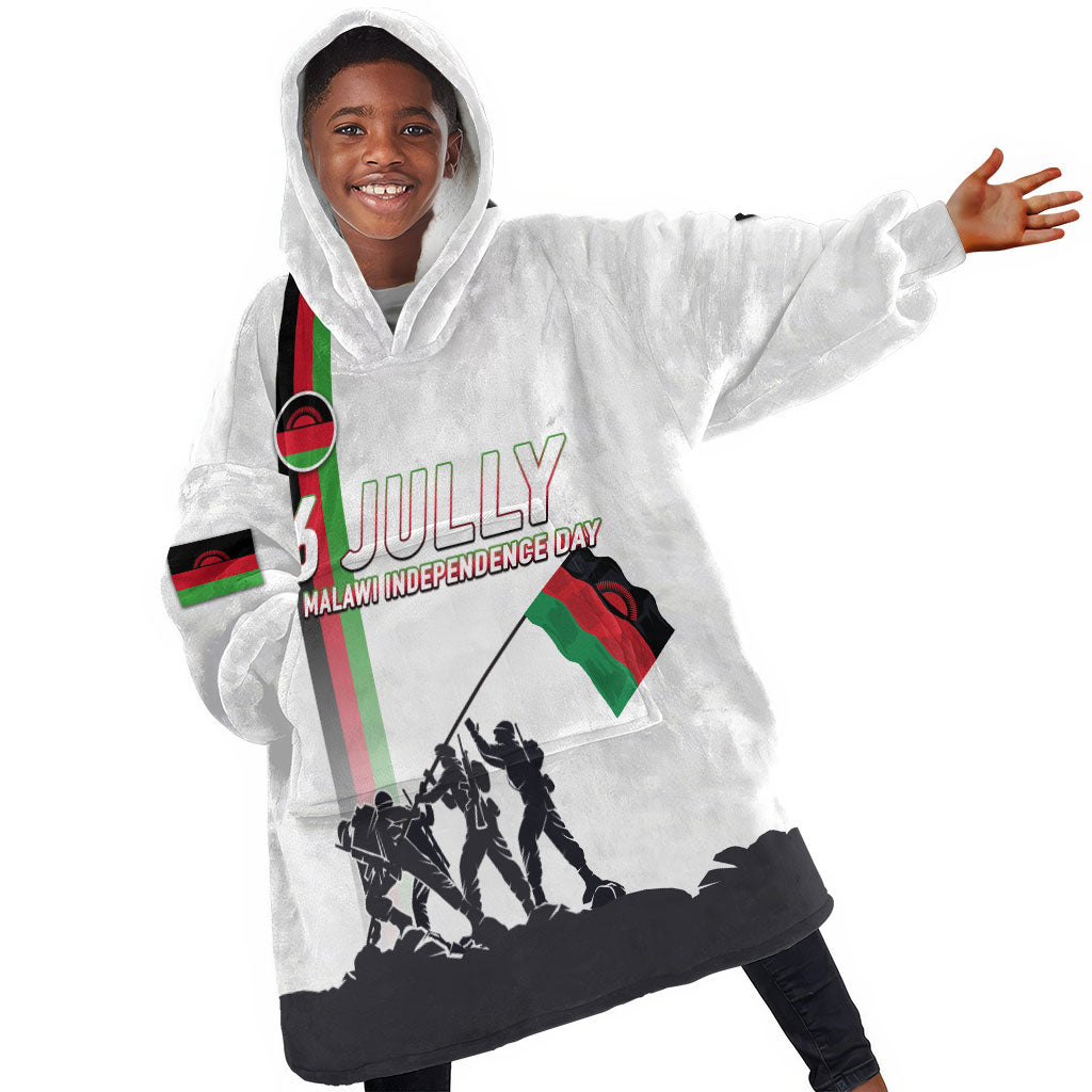 Malawi Independence Day Kid Wearable Blanket Hoodie Patriotic Flag Design Soldier Silhouette