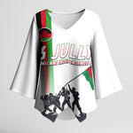 Malawi Independence Day Kimono Sleeve Blouse Patriotic Flag Design Soldier Silhouette