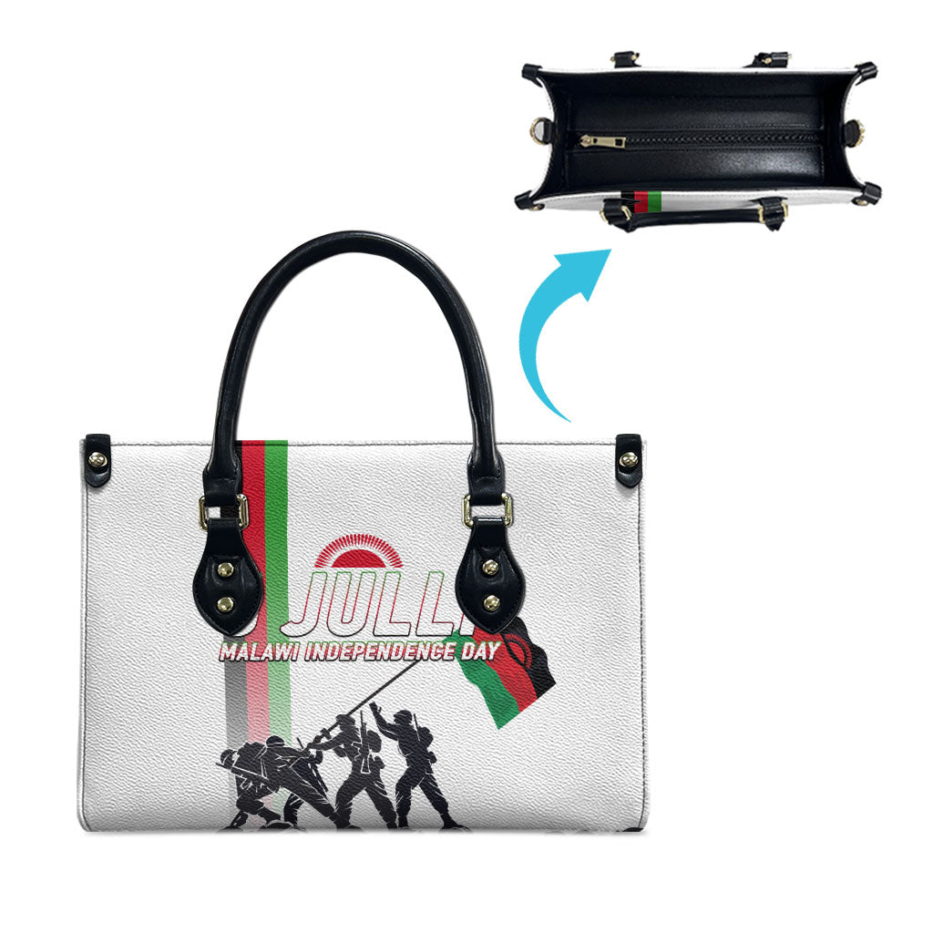 Malawi Independence Day Leather Bag Patriotic Flag Design Soldier Silhouette
