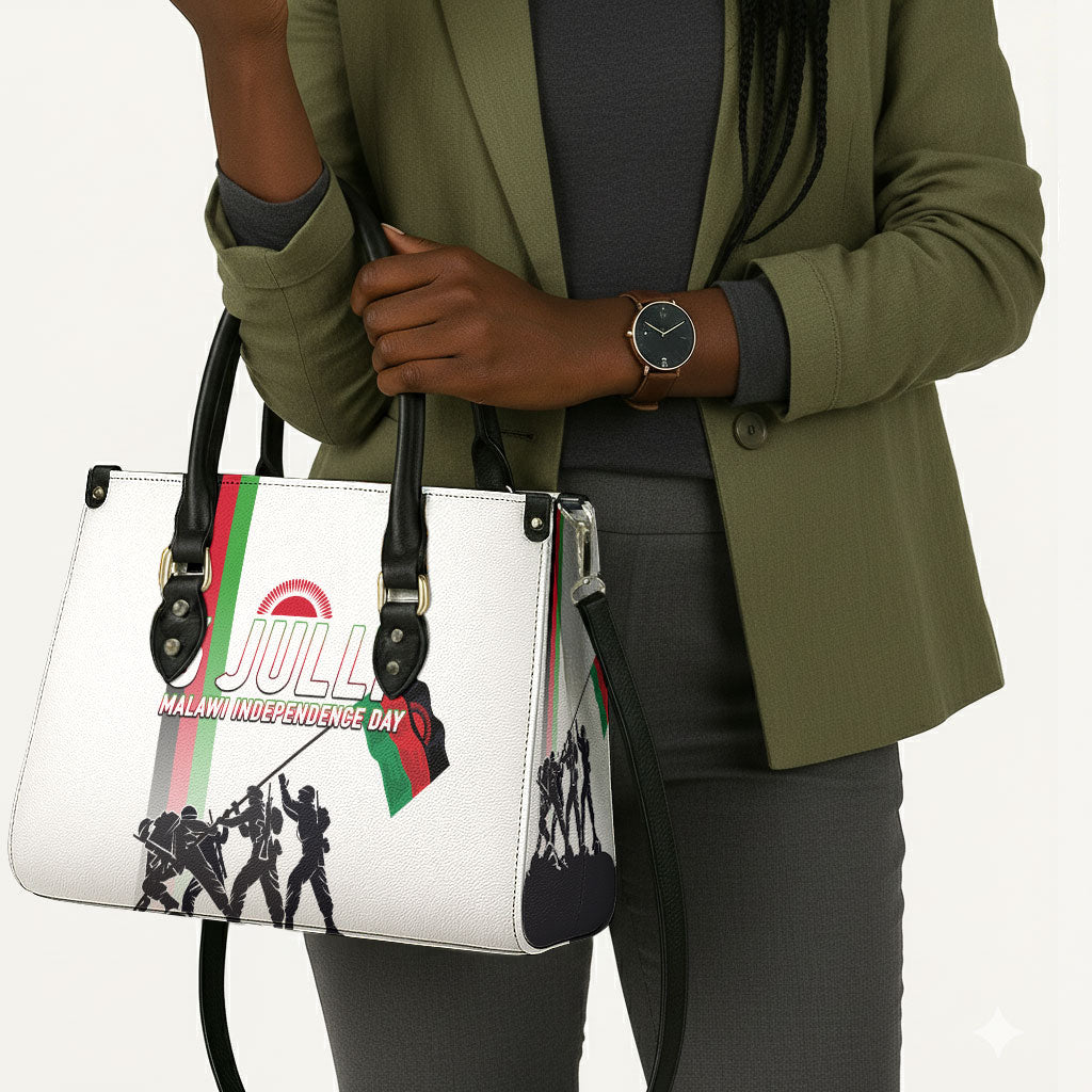 Malawi Independence Day Leather Bag Patriotic Flag Design Soldier Silhouette