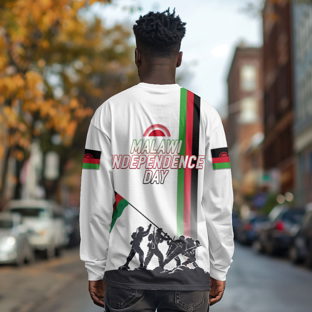 Malawi Independence Day Long Sleeve Shirt Patriotic Flag Design Soldier Silhouette