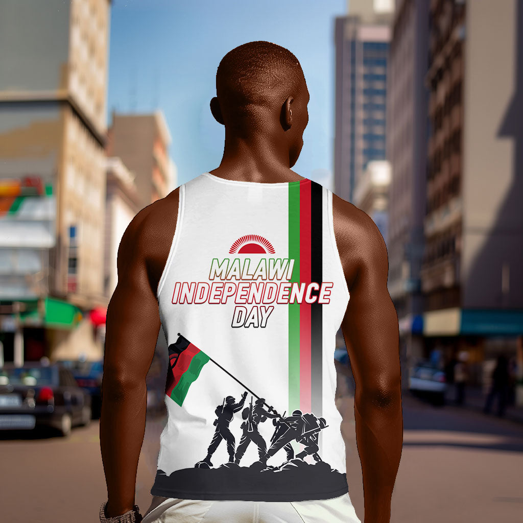 Malawi Independence Day Men Tank Top Patriotic Flag Design Soldier Silhouette