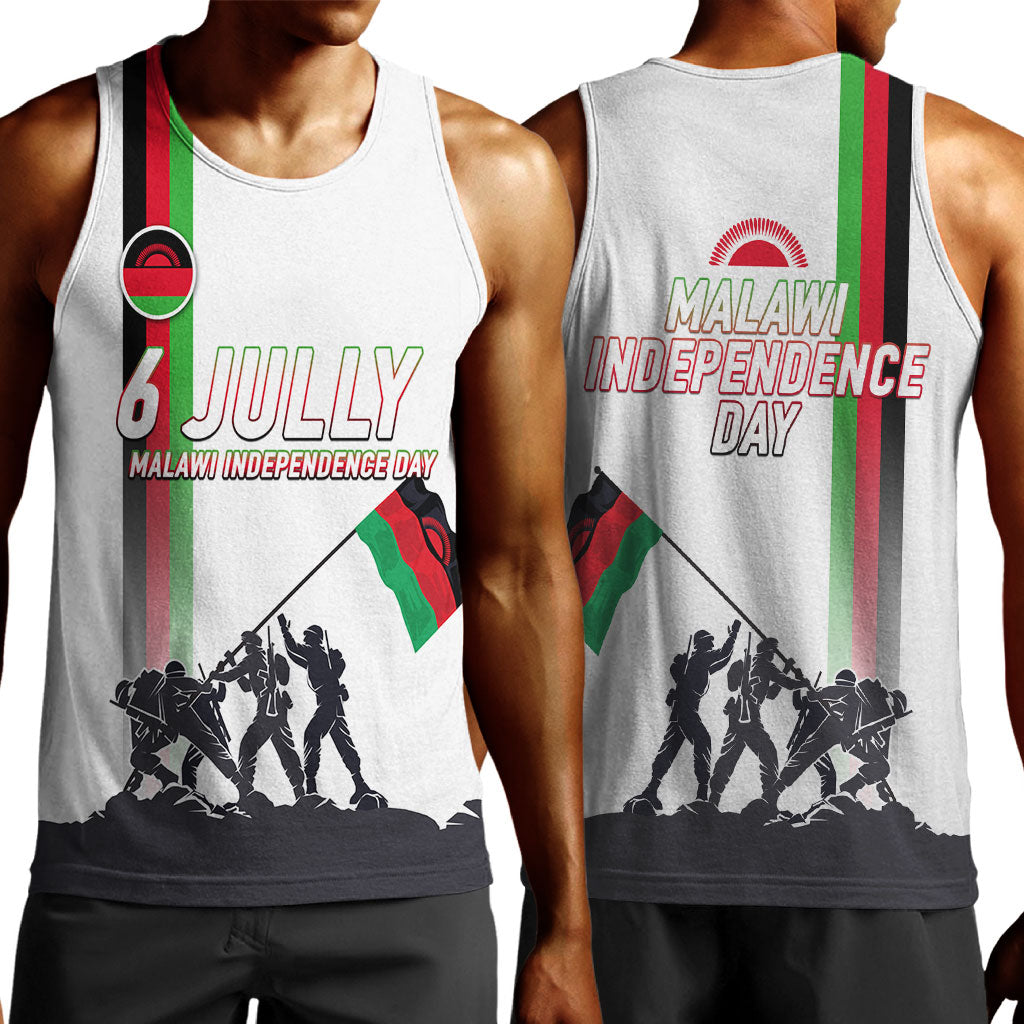 Malawi Independence Day Men Tank Top Patriotic Flag Design Soldier Silhouette