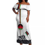 Malawi Independence Day Off Shoulder Maxi Dress Patriotic Flag Design Soldier Silhouette