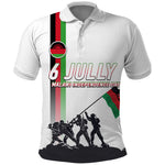 Malawi Independence Day Polo Shirt Patriotic Flag Design Soldier Silhouette