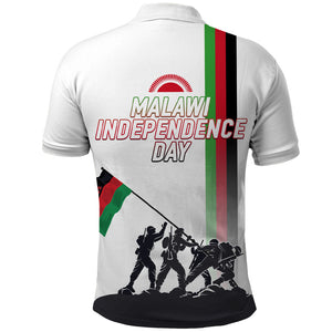 Malawi Independence Day Polo Shirt Patriotic Flag Design Soldier Silhouette