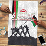 Malawi Independence Day Puzzle Patriotic Flag Design Soldier Silhouette