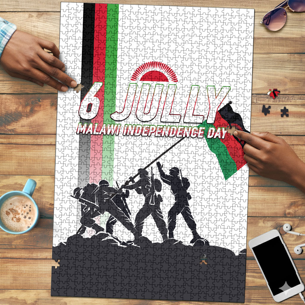 Malawi Independence Day Puzzle Patriotic Flag Design Soldier Silhouette