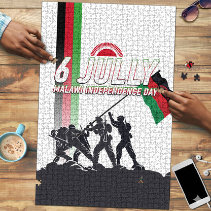 Malawi Independence Day Puzzle Patriotic Flag Design Soldier Silhouette