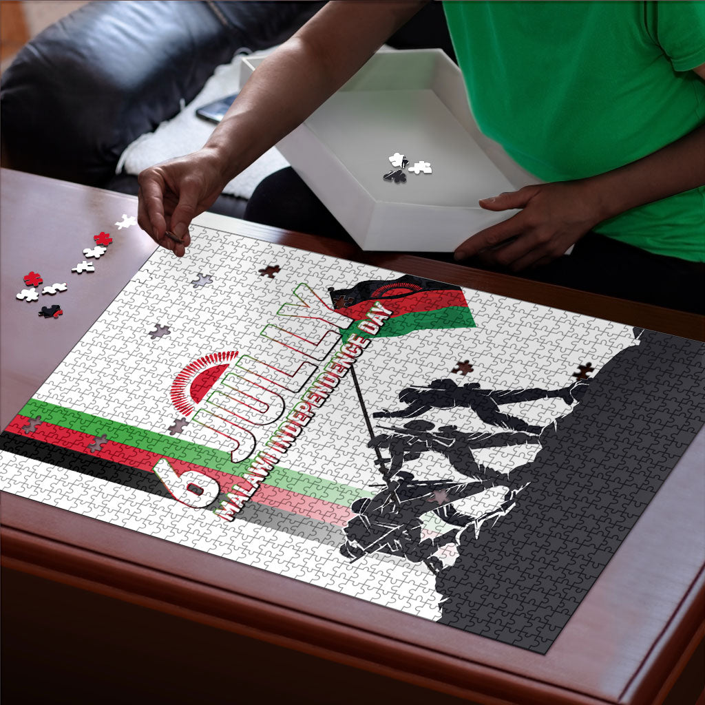 Malawi Independence Day Puzzle Patriotic Flag Design Soldier Silhouette
