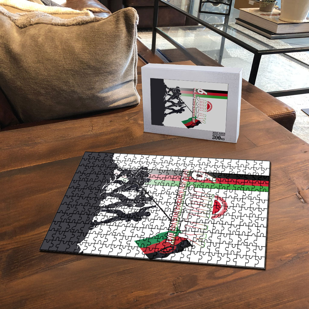Malawi Independence Day Puzzle Patriotic Flag Design Soldier Silhouette