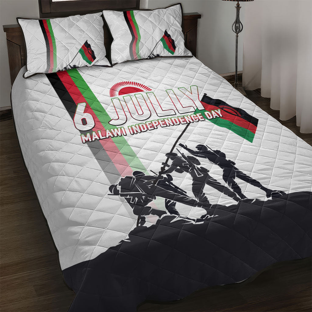 Malawi Independence Day Quilt Bed Set Patriotic Flag Design Soldier Silhouette