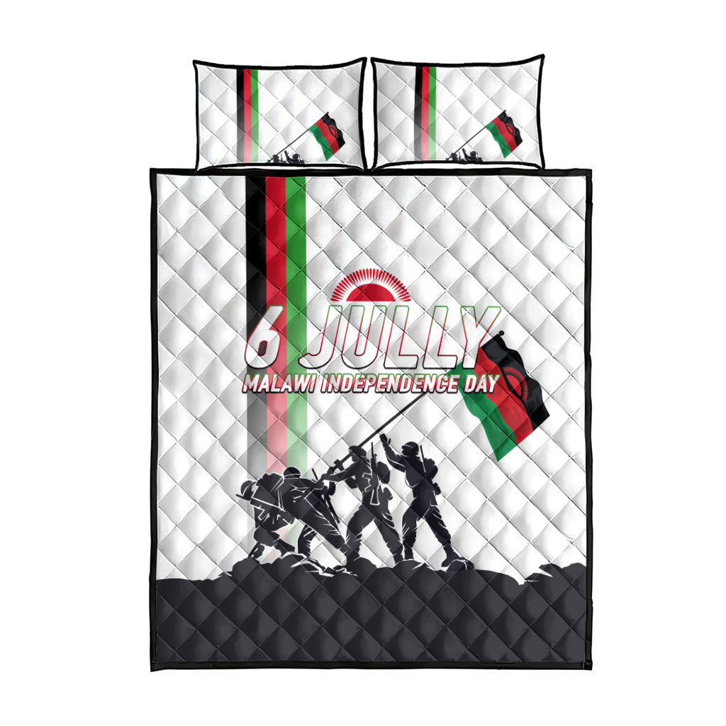 Malawi Independence Day Quilt Bed Set Patriotic Flag Design Soldier Silhouette