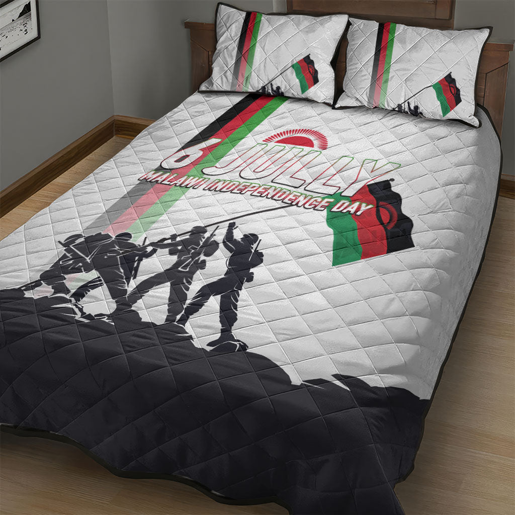 Malawi Independence Day Quilt Bed Set Patriotic Flag Design Soldier Silhouette
