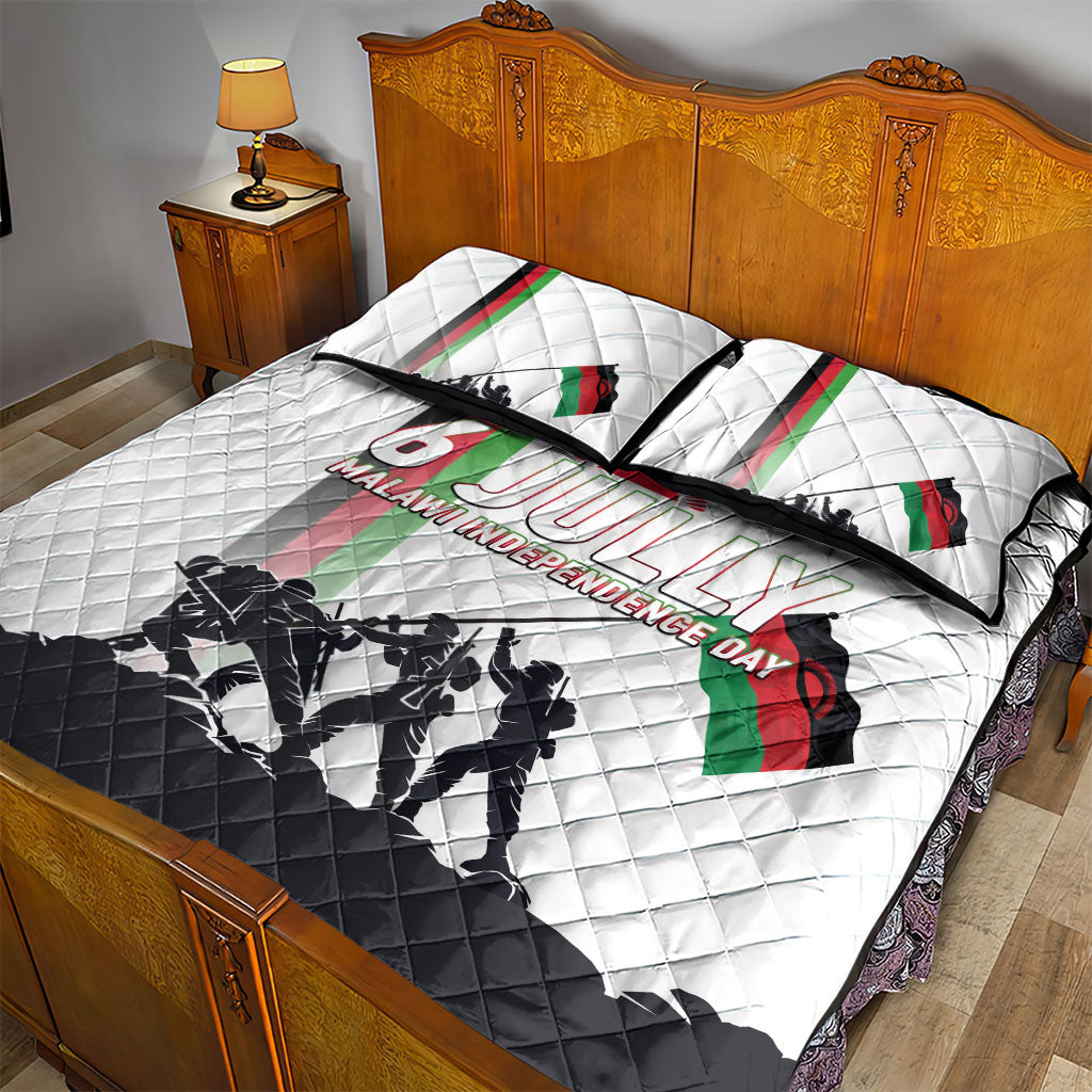 Malawi Independence Day Quilt Bed Set Patriotic Flag Design Soldier Silhouette