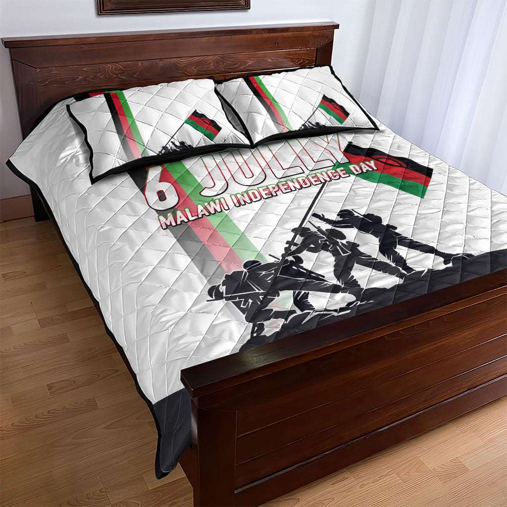 Malawi Independence Day Quilt Bed Set Patriotic Flag Design Soldier Silhouette