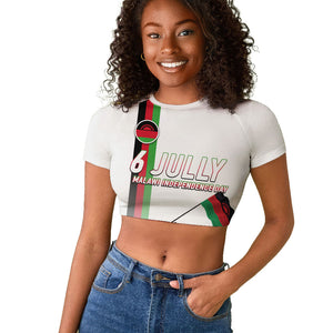 Malawi Independence Day Raglan Cropped T shirt Patriotic Flag Design Soldier Silhouette