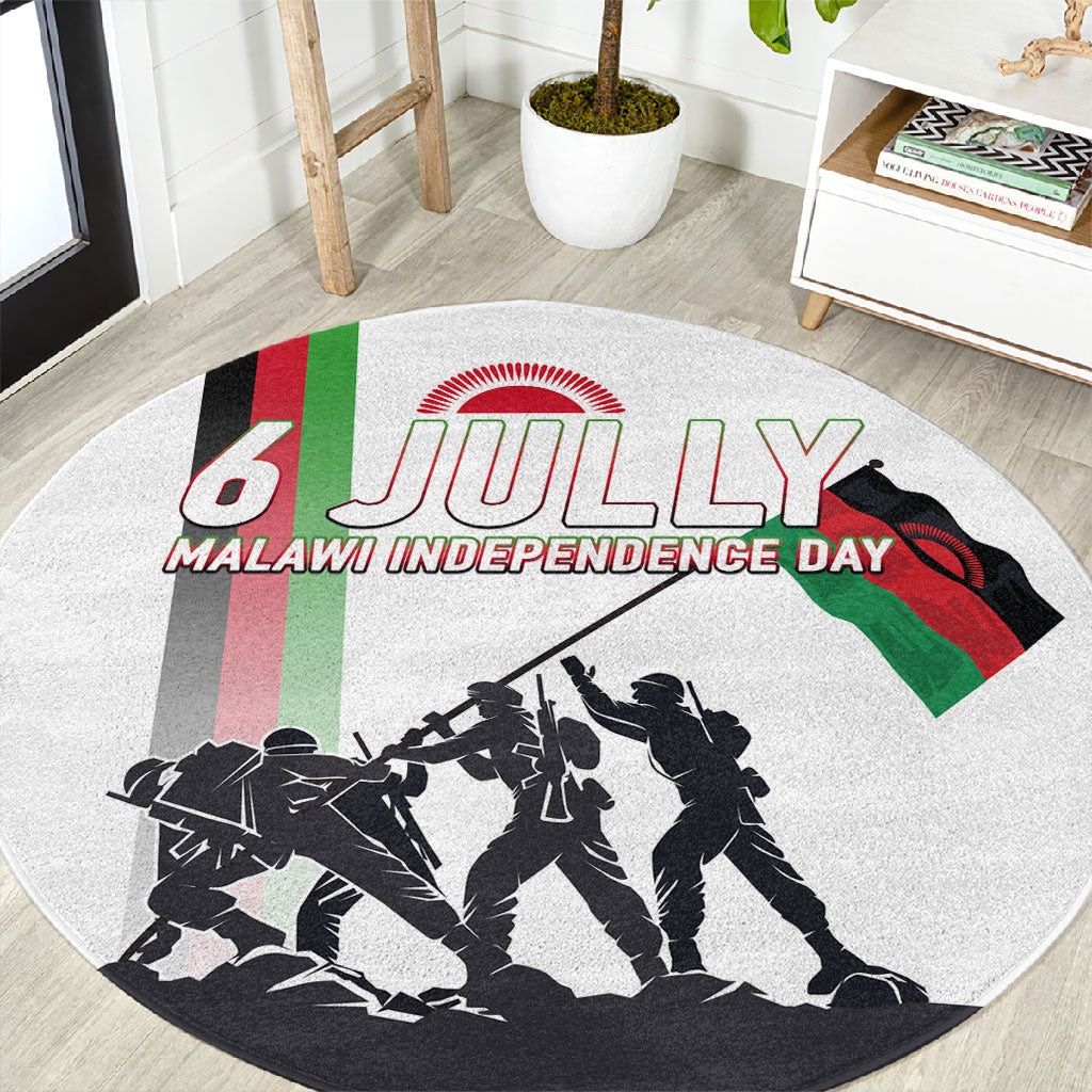 Malawi Independence Day Round Carpet Patriotic Flag Design Soldier Silhouette
