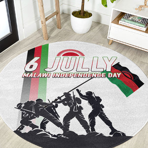 Malawi Independence Day Round Carpet Patriotic Flag Design Soldier Silhouette