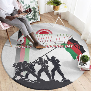 Malawi Independence Day Round Carpet Patriotic Flag Design Soldier Silhouette