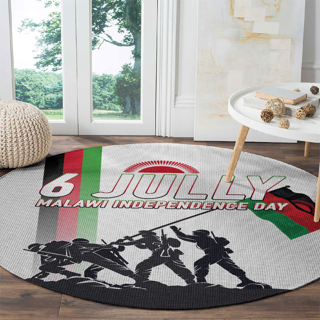 Malawi Independence Day Round Carpet Patriotic Flag Design Soldier Silhouette