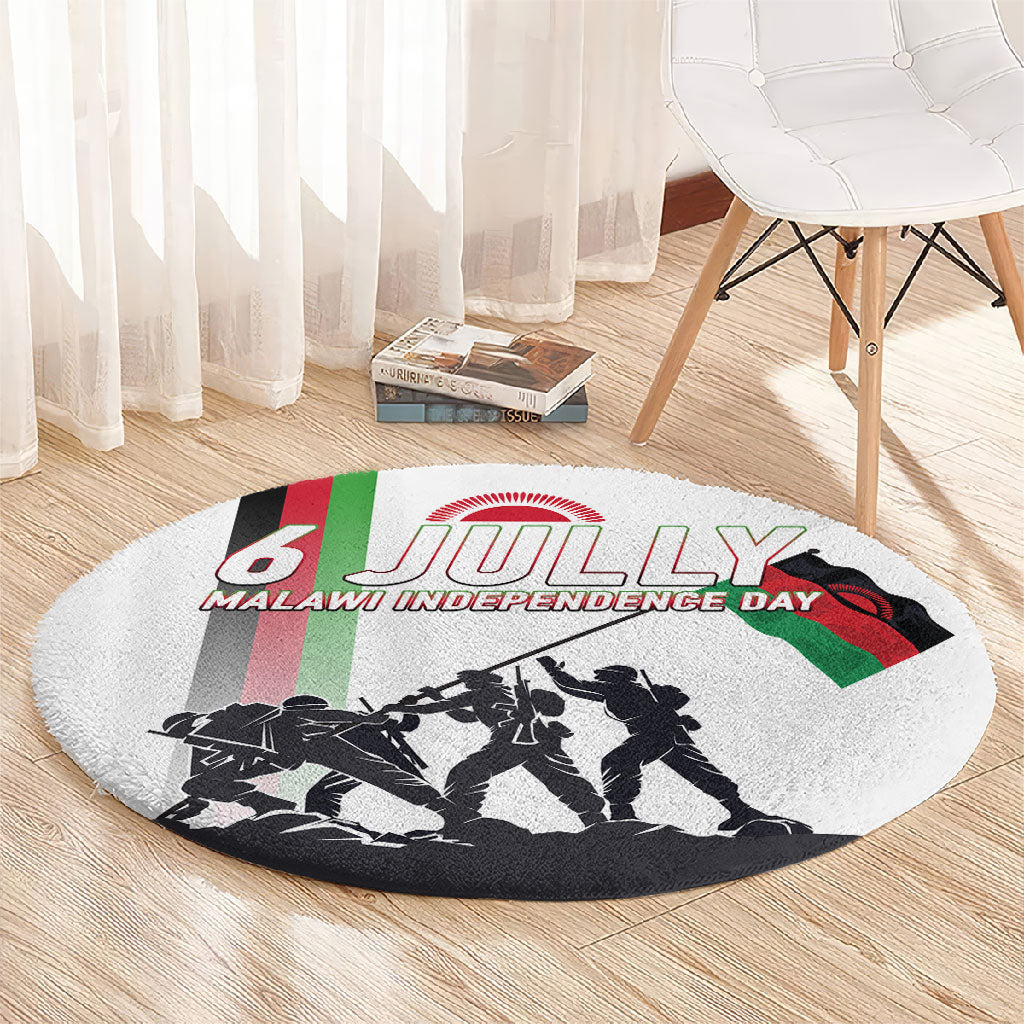 Malawi Independence Day Round Carpet Patriotic Flag Design Soldier Silhouette