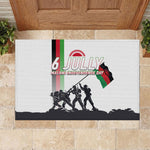 Malawi Independence Day Rubber Doormat Patriotic Flag Design Soldier Silhouette