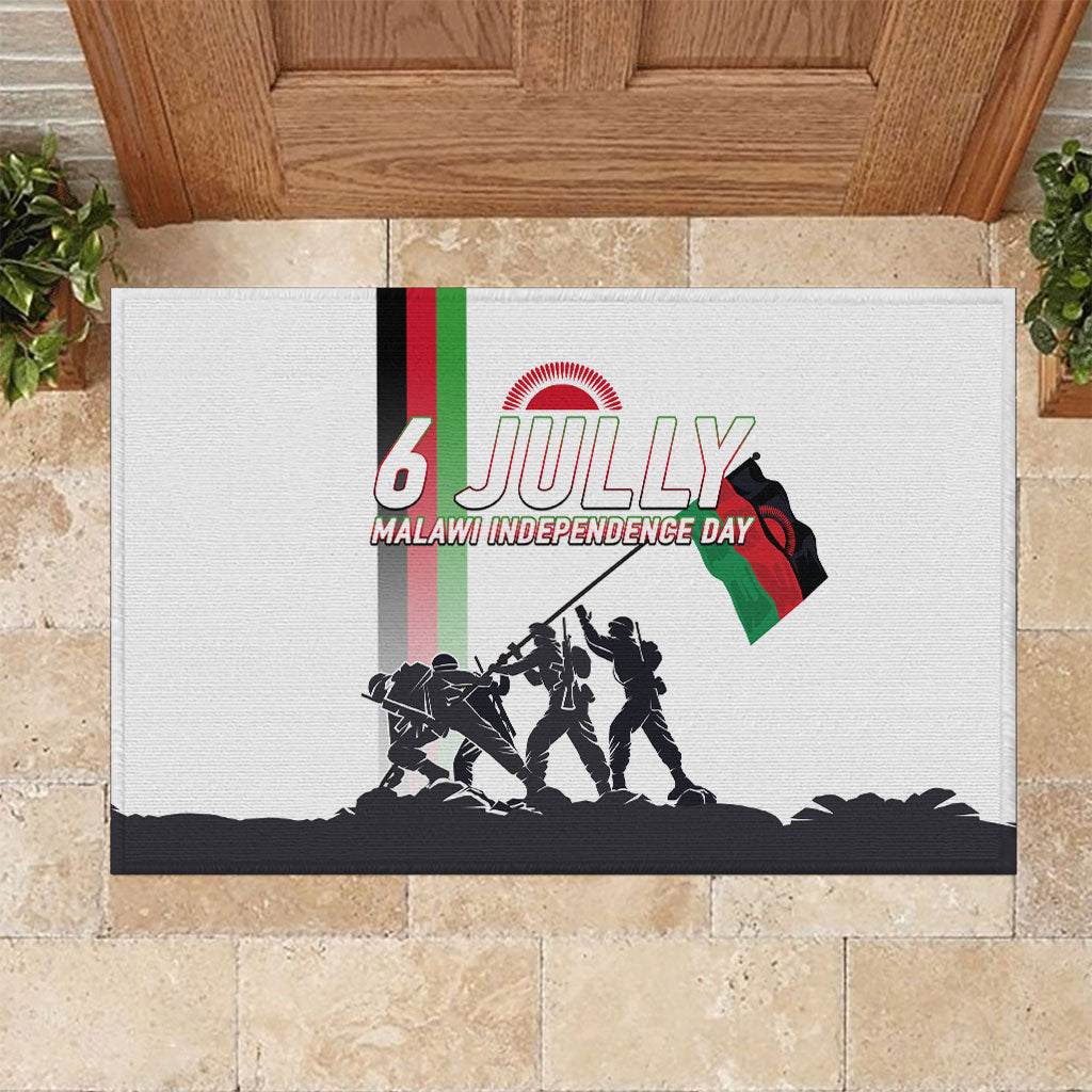 Malawi Independence Day Rubber Doormat Patriotic Flag Design Soldier Silhouette