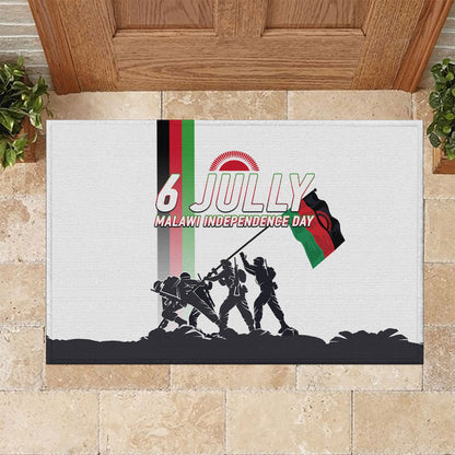 Malawi Independence Day Rubber Doormat Patriotic Flag Design Soldier Silhouette