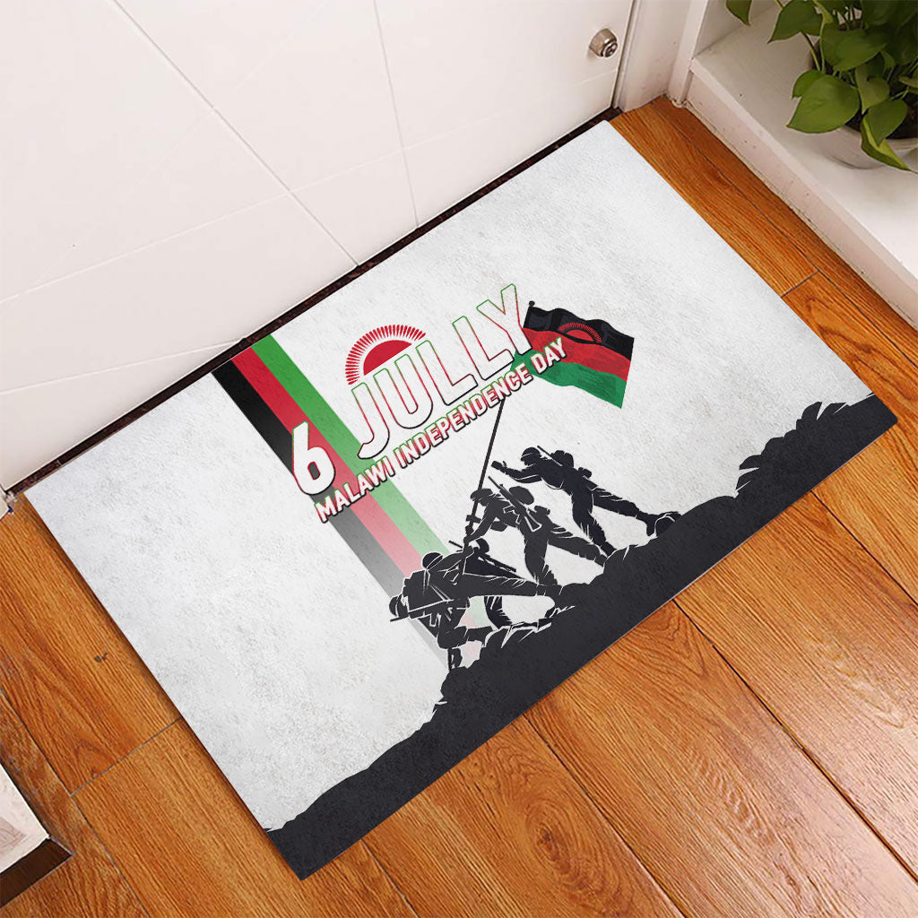 Malawi Independence Day Rubber Doormat Patriotic Flag Design Soldier Silhouette