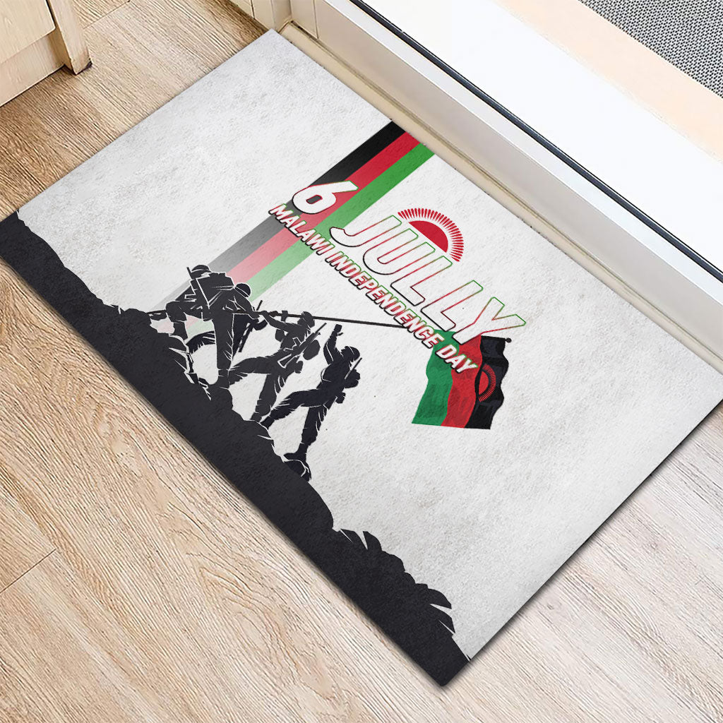 Malawi Independence Day Rubber Doormat Patriotic Flag Design Soldier Silhouette