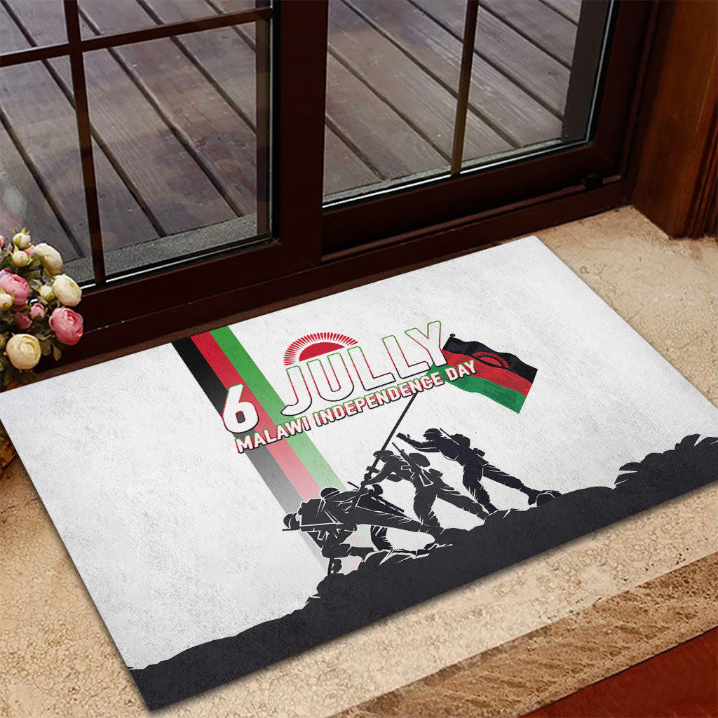Malawi Independence Day Rubber Doormat Patriotic Flag Design Soldier Silhouette