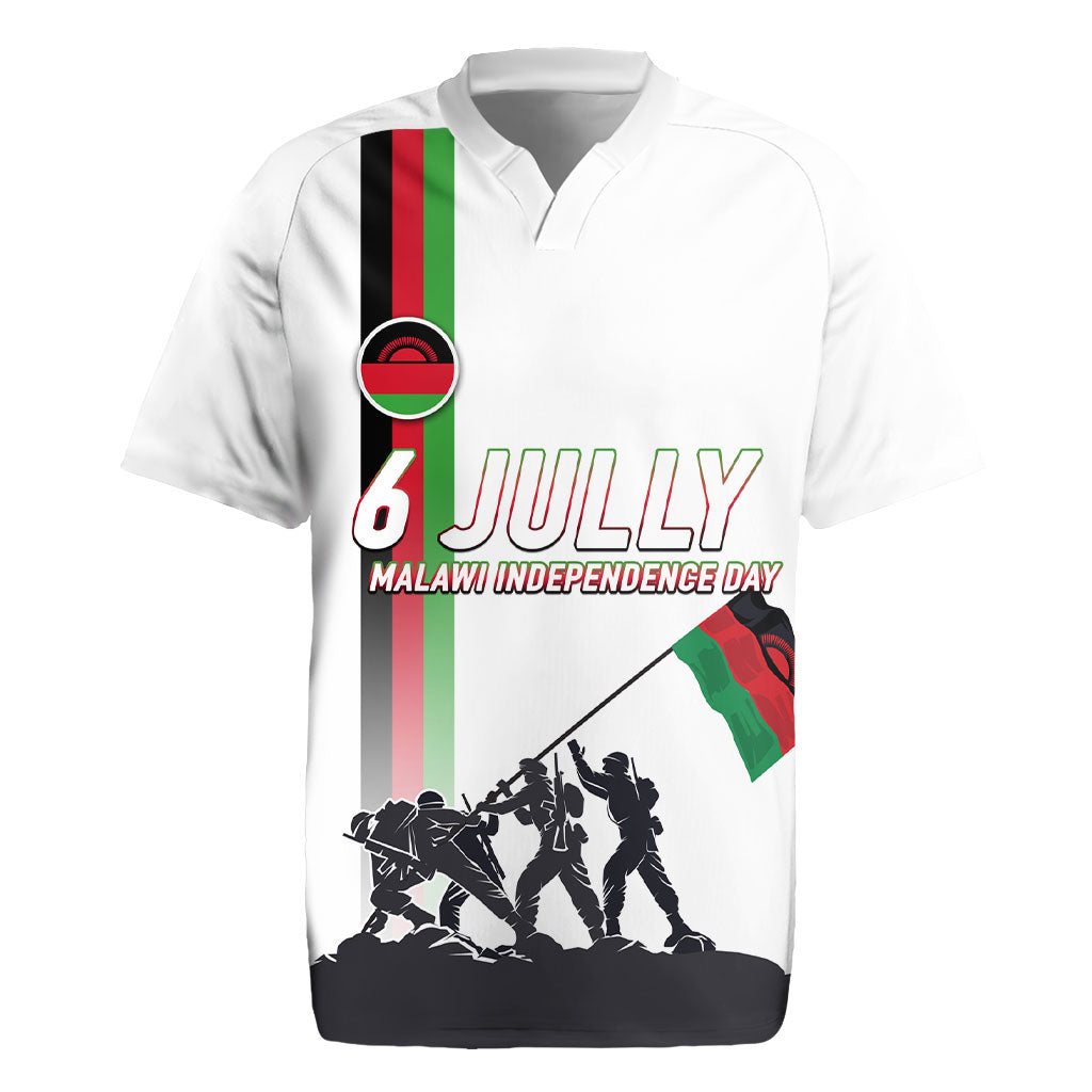 Malawi Independence Day Rugby Jersey Patriotic Flag Design Soldier Silhouette