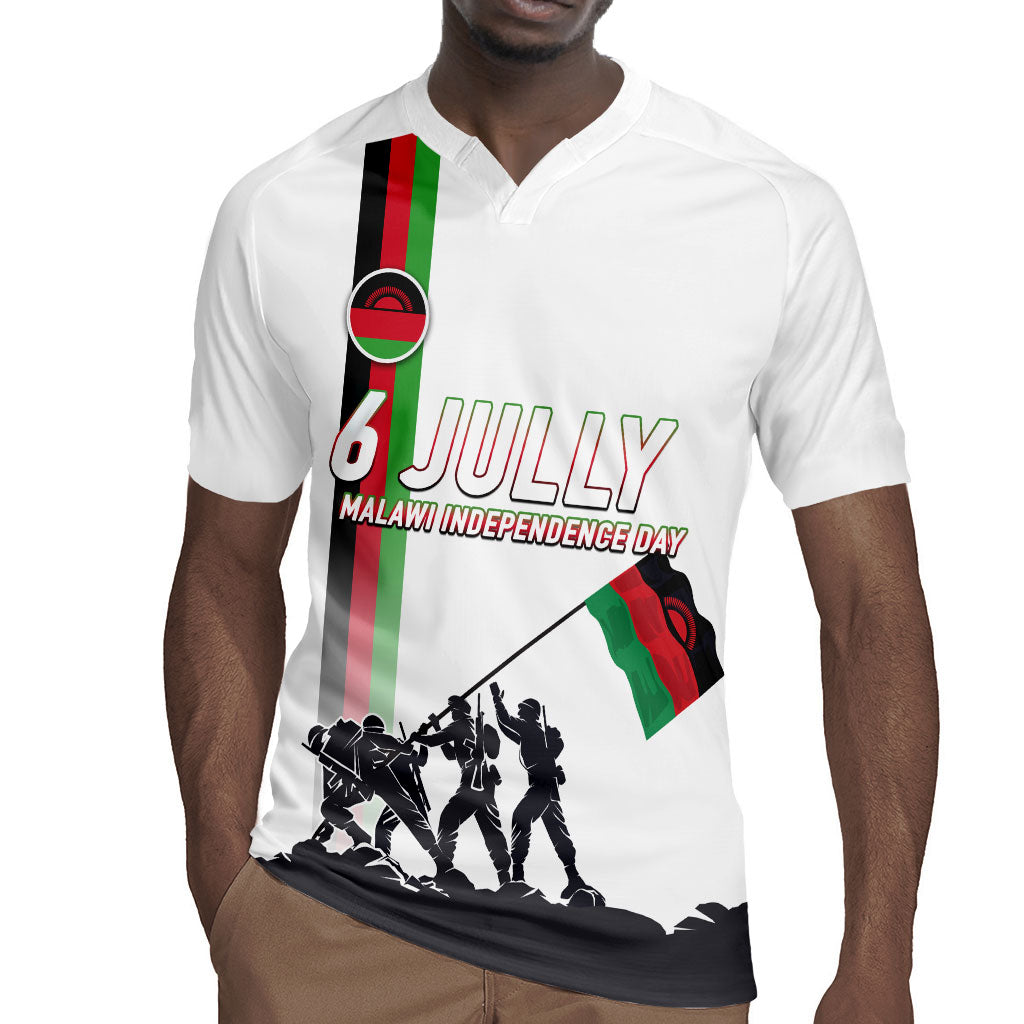 Malawi Independence Day Rugby Jersey Patriotic Flag Design Soldier Silhouette