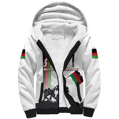 Malawi Independence Day Sherpa Hoodie Patriotic Flag Design Soldier Silhouette