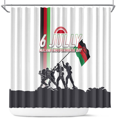 Malawi Independence Day Shower Curtain Patriotic Flag Design Soldier Silhouette