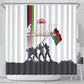 Malawi Independence Day Shower Curtain Patriotic Flag Design Soldier Silhouette