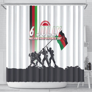 Malawi Independence Day Shower Curtain Patriotic Flag Design Soldier Silhouette