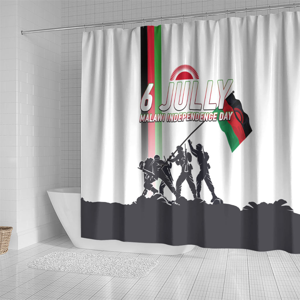 Malawi Independence Day Shower Curtain Patriotic Flag Design Soldier Silhouette